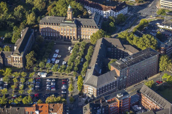 Aerial view, Herne town hall with police station and community centre as well as district court and