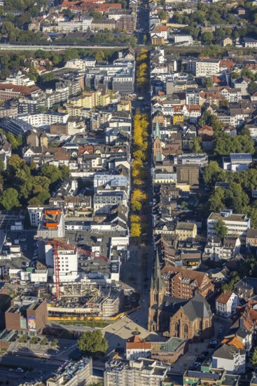 Aerial view, construction site and new building Europaplatz and Europagarten with Kreuzkirche and