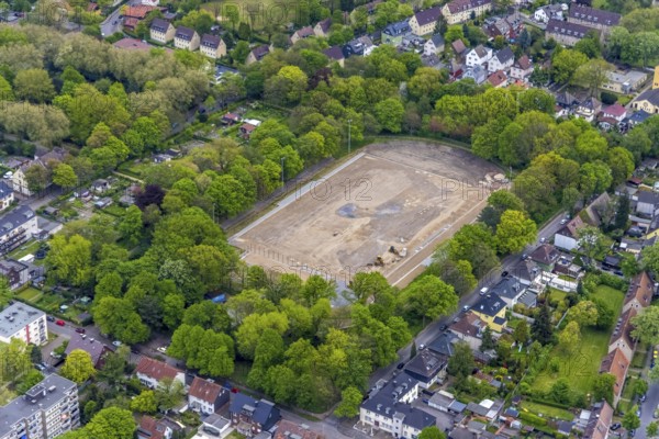 Aerial photo, construction site and modernisation Horst Stadium, Holsterhausen, Herne, Ruhr area,