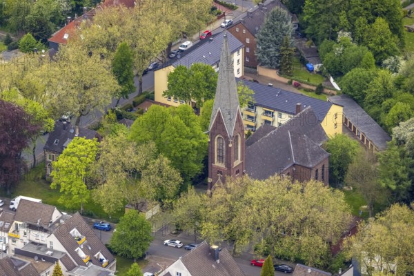 Aerial view, Lutherkirche, Röhlinghausen, Herne, Ruhr area, North Rhine-Westphalia, Germany, place