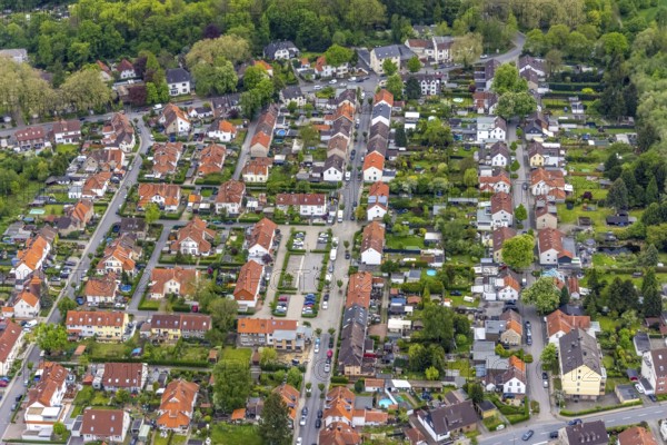 Aerial view, colony Hannover housing estate, Sassenburg Straße, Eickel, Herne, Ruhr area, North