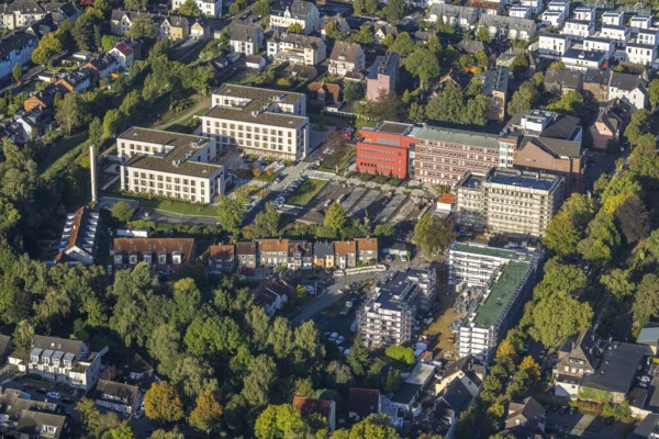 Aerial view, Widumer Höfe construction site at the Campus St. Elisabeth Group with eight