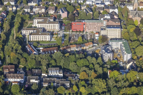 Aerial view, Widumer Höfe construction site at the Campus St. Elisabeth Group with eight