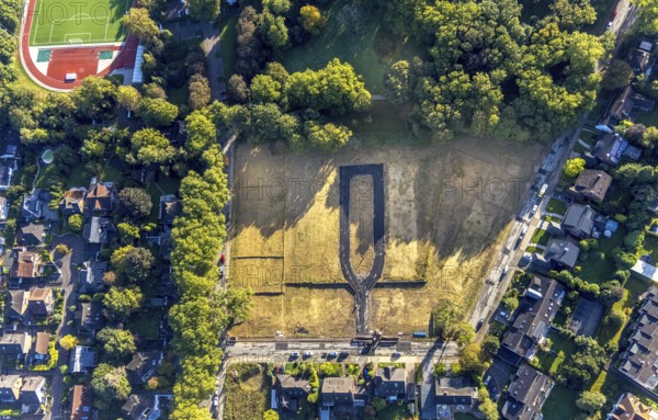 Aerial view, construction area Schäferstraße corner Am Stadtgarten for a residential quarter in the