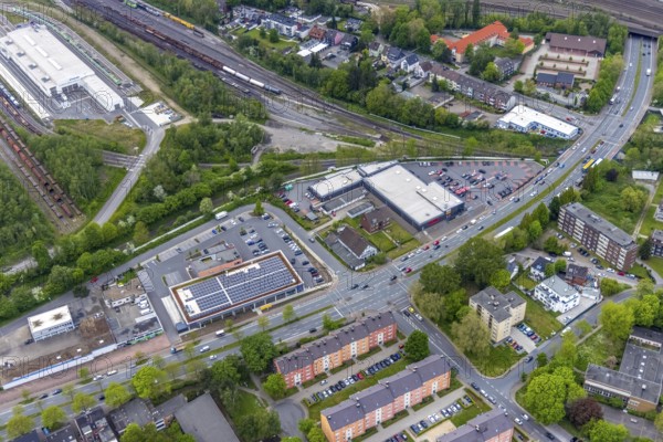 Aerial view, commercial area Dorstener Straße, local supply centre, Wanne-Süd, Herne, Ruhr area,