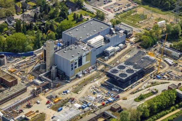 Aerial view, STEAG combined heat and power plant Herne, construction site new gas and steam power