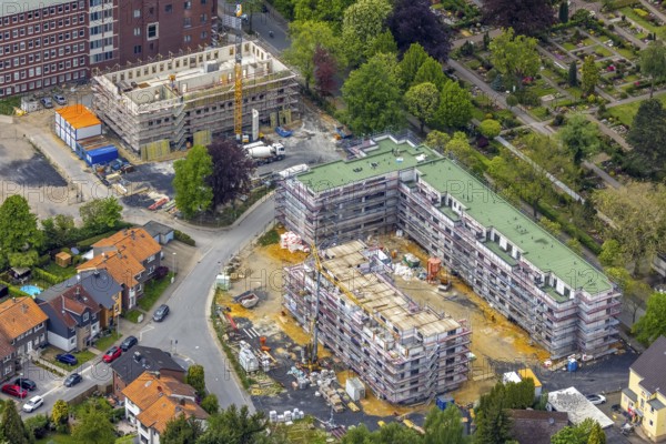 Aerial view, construction site campus of the St. Elisabeth Group, Widumer Höfe retirement homes,