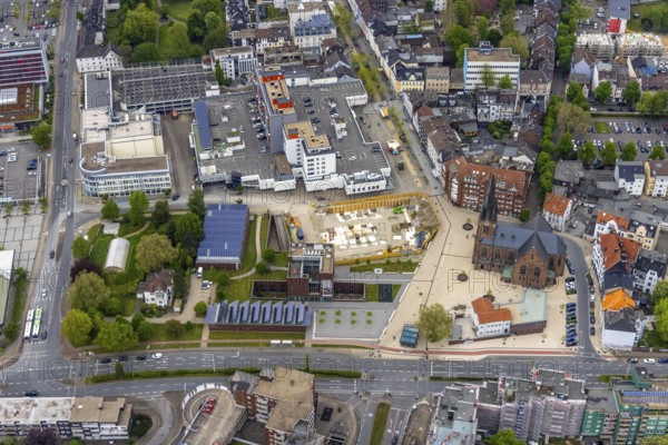 Aerial view, new construction Europagarten building at Europaplatz, LWL Museum of Archaeology,