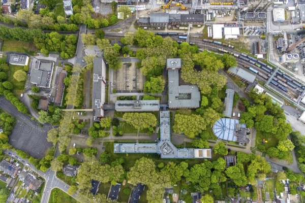 Aerial view, Quartier Shamrockpark of the former RAG AG, Shamrockring, Herne-Mitte, Herne, Ruhr