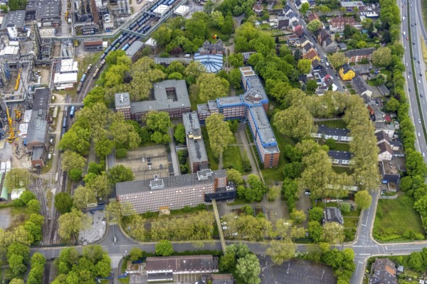 Aerial view, Quartier Shamrockpark of the former RAG AG, Shamrockring, Herne-Mitte, Herne, Ruhr