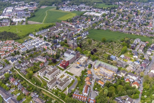 Aerial view, construction site campus of the St. Elisabeth Group, Widumer Höfe retirement homes,