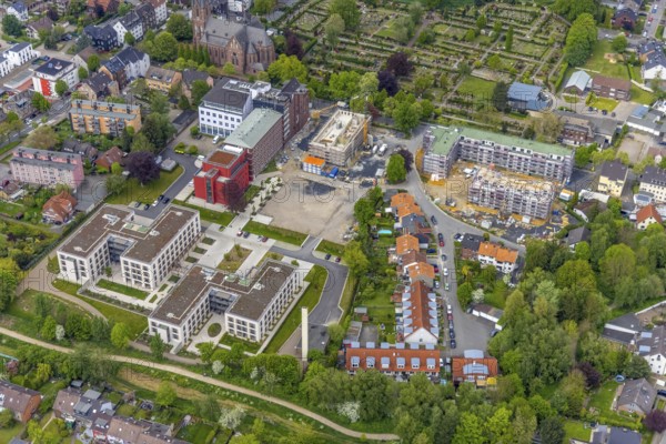 Aerial view, construction site campus of the St. Elisabeth Group, Widumer Höfe retirement homes,