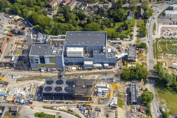 Aerial view, STEAG combined heat and power plant Herne, construction site new gas and steam power