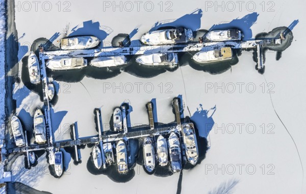 Aerial view, Herner Meer, marina, Rhine-Herne-Canal, Horsthausen, Herne, Ruhr area, North