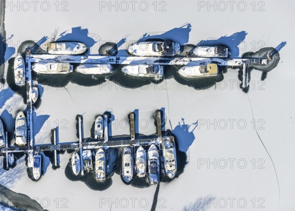 Aerial view, Herner Meer, marina, Rhine-Herne-Canal, Horsthausen, Herne, Ruhr area, North