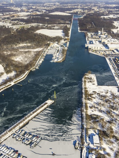 Aerial view, Herne Sea, marina, Rhine-Herne Canal, Horsthausen, Herne, Ruhr area, North