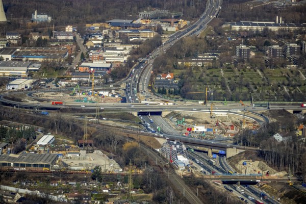 Aerial view, Herne motorway junction with new Baukau tunnel from the A43 to the A42, Baukau-West,