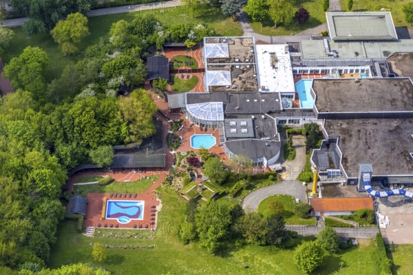 Aerial view, LAGO Die Therme im Revierpark Gysenberg, Börnig, Herne, Ruhr area, North