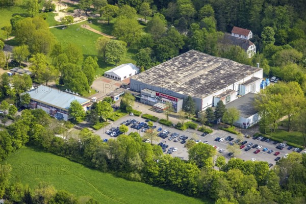 Aerial view, Hannibal Arena Herne im Revierpark Gysenberg, Herne ice rink, Börnig, Herne, Ruhr