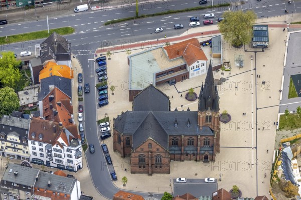 Aerial view, Kreuzkirche am Europaplatz, Herne-Mitte, Herne, Ruhr area, North Rhine-Westphalia,