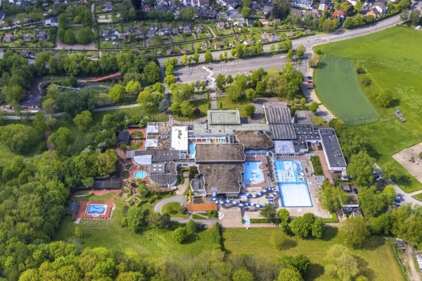 Aerial view, LAGO Die Therme im Revierpark Gysenberg, Börnig, Herne, Ruhr area, North