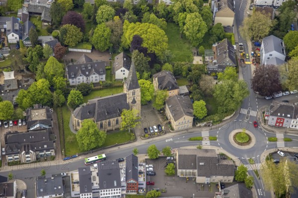 Aerial view, catholic St. Philippus and Jakobus church, Herdecke, Ruhr area, North