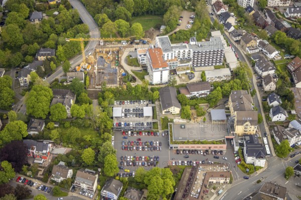 Aerial view, construction site and new construction at the retirement home GVS Herdecke, The View,