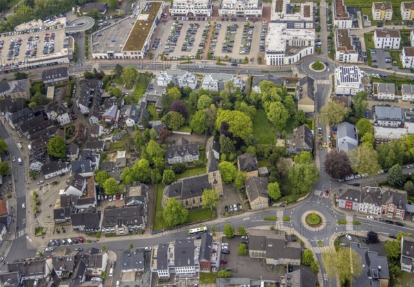 Aerial view, catholic St. Philippus and Jakobus church, Herdecke, Ruhr area, North