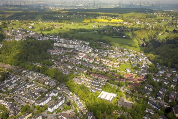 Aerial view, residential area Kirchender Dorfweg, Westende, Herdecke, Ruhr area, North