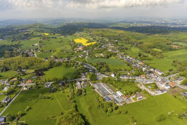 Aerial view, overview meadows and fields Ostend, Herdecke, Ruhr area, North Rhine-Westphalia,