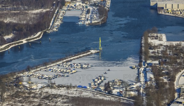 Aerial view, Herne Sea, marina, Rhine-Herne Canal, Horsthausen, Herne, Ruhr area, North