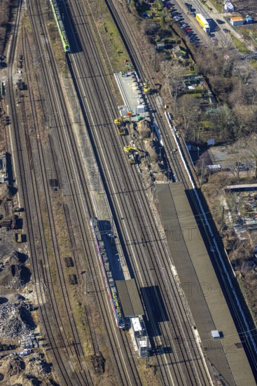 Aerial view, Herne main station with construction site, Baukau, Herne, Ruhr area, North