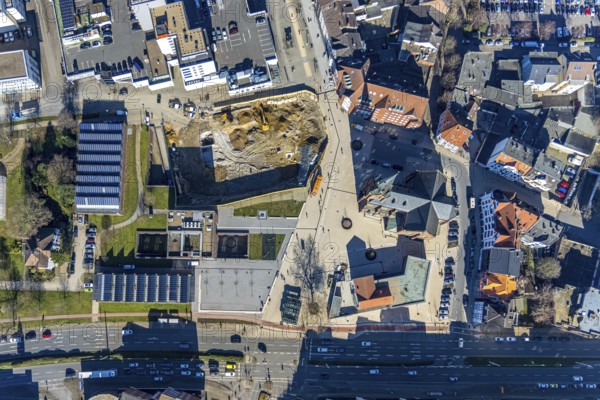 Aerial view, new construction Europagarten, Europaplatz, Kreuzkirche, LWL-Museum für Archäologie,