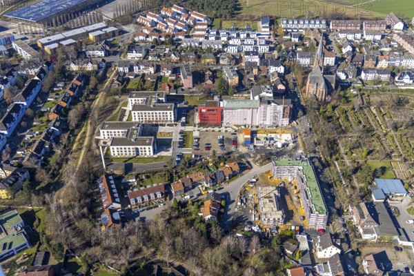 Aerial view, construction site campus of the St. Elisabeth Group, Widumer Höfe retirement homes,