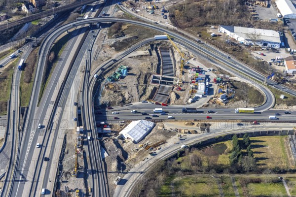 Aerial view, Herne motorway junction with new Baukau tunnel from the A43 to the A42, Baukau-West,