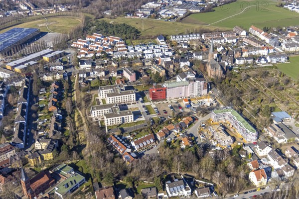 Aerial view, construction site campus of the St. Elisabeth Group, Widumer Höfe retirement homes,