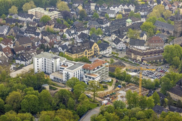 Aerial view, construction site and new construction at the retirement home GVS Herdecke, The View,