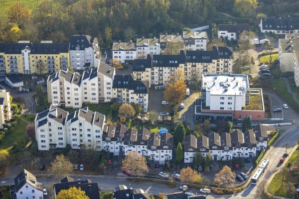 Aerial view, residential area Westender Weg and Rostesiepen in the district Westende in Herdecke,