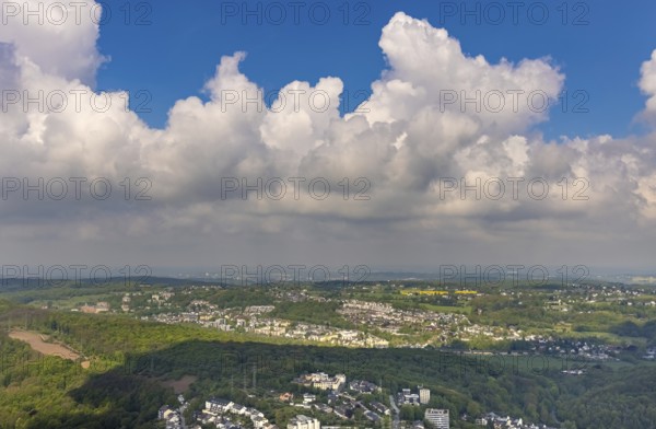 Aerial photo, clouds over Herdecke, Westende, Herdecke, Ruhr area, North Rhine-Westphalia, Germany,