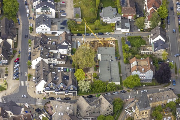 Aerial view, construction site extension for the Spinngasse Protestant kindergarten, Herdecke, Ruhr