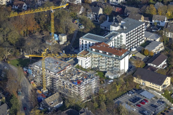 Aerial view, construction site retirement home GVS Herdecke in Herdecke, Ruhr area, North