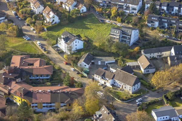 Aerial view, Kirchende retirement home and Kirchender Dorfweg in the Kirchende district of