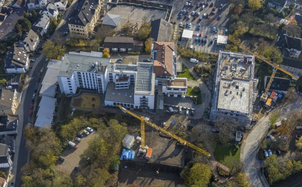 Aerial view, construction site old people's home GVS Herdecke in Herdecke, Ruhr area, North