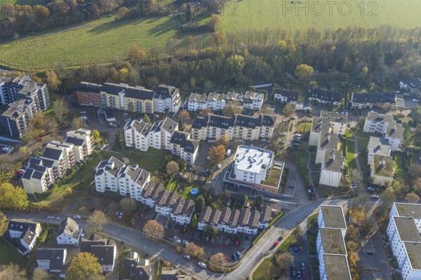 Aerial view, residential area Westender Weg and Rostesiepen in the district Westende in Herdecke,