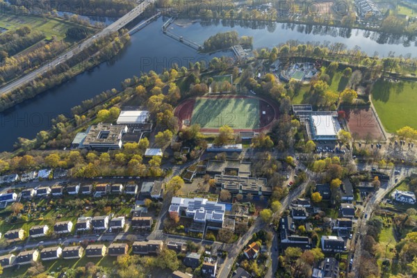 Aerial view, Friedrich-Harkort-Schule with sports ground Am Bleichstein, Werner Richard Schule with