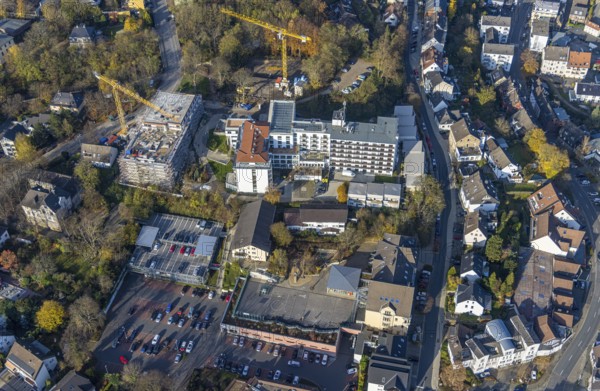 Aerial view, construction site old people's home GVS Herdecke in Herdecke, Ruhr area, North