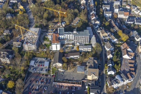 Aerial view, construction site old people's home GVS Herdecke in Herdecke, Ruhr area, North
