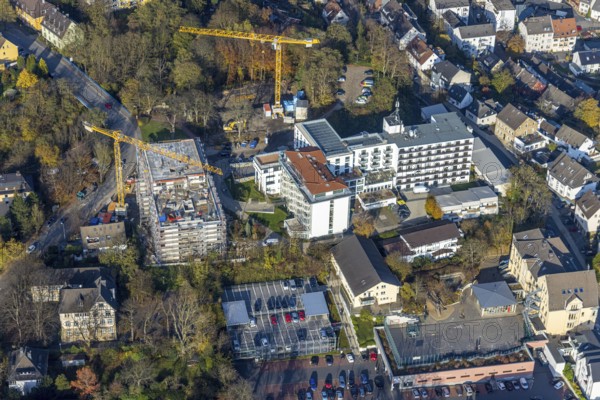 Aerial view, construction site old people's home GVS Herdecke in Herdecke, Ruhr area, North