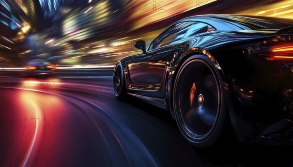 Night City Car Speeding Through The Streets On A Late Evening Drive, A Thrilling Adventure Amidst