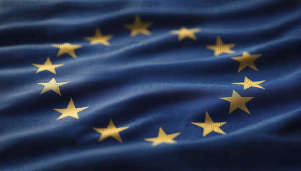 Iconic European Union Logo: Flag Of The Eu Featuring Circular Stars. Symbol Of Unity And Progress